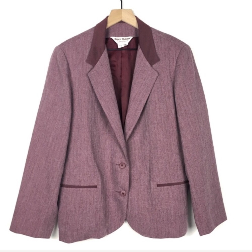 VINTAGE Skirt Suit Blazer Herringbone Ship’N Shore Retro 80s Secretary Size 18 - Picture 2 of 8
